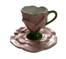 Vintage Teleflora Gift Pink Rose Tea Cup & Saucer picture