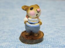 Wee Forest Folk M-52 Vintage Boy Mouse Mother's Helper RARE Wood Base Blue w/Box picture