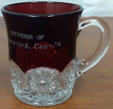 EAPG Souvenir WINNIPEG Canada Ruby Stained Unknown Star Pattern Glass Cup MUG picture