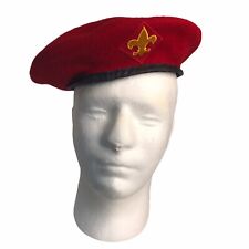 Vintage Small Red Wool Beret Hat Official Head Wear Boy Scouts Of America picture
