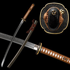 Japanese Full Tang Samurai Katana Sword Sharp Clay Tempered T10 Steel Real Hamon picture