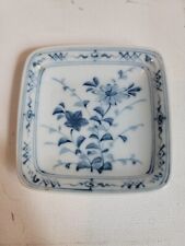 Mino Ware Square Mini Plate Autumn Glass Blue White  picture