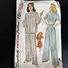 Vintage 1940s Simplicity 1230 Ruffle Old Hollywood Pajamas Sewing Pattern 14 CUT picture