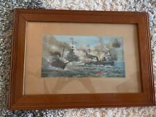 Spanish American War. Battle of Manila. Chromolithograph. 1898 Framed picture