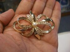 Vintage Gerry's Brooch Pin with Faux Pearl Bow Shape Design #B7 picture