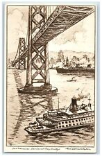c1960s Oakland Bay Bridge Exposition Sketch San Francisco California CA Postcard picture