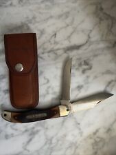 Vintage Old Timer Schrade USA 250T Folding Pocket Knife & Leather Sheath picture