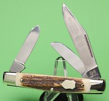 Nice Bulldog Brand 5th Generation Hand Made Stag 3-Blade Stockman Pocket Knife picture