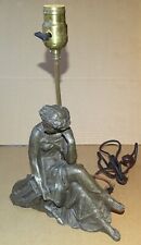 Victorian Woman with Harp Metal Figure Made into Lamp (estate find) NOT WORKING picture