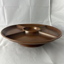 Vintage MCM Faux Wood Lazy Susan Turnable Serving Tray 12