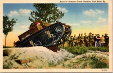 WWII Fort Knox KY US Army Tank Soldier Mail Linen 1941 postcard NP5 picture