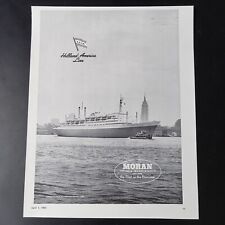 Moran Towing Transportation SS ROTTERDAM Holland American Line Print Ad 10.5x13 picture