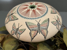 Mata Ortiz Pottery Oscar Ramirez Seed Pot Butterfly Multicolor Folk Art Mexican picture