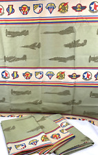 Sears Vintage Military Air Force Jets Airplane Curtains Drapes 2 Pair 4 Panels picture