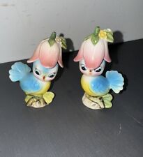 Vintage Lefton Mr & Mrs Bluebird Figurines Salt & Pepper Shaker Set~Japan picture