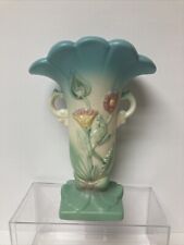 Hull Art Pottery, B8 Edition 8 1/2” Floral Vase, Blue Green And Cream Colors picture