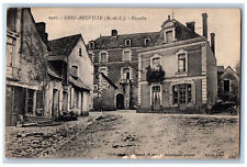 Grez-Neuville France Postcard Scene of Street Buildings c1910 Antique picture