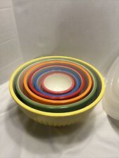 Vintage Melamine Rainbow Mixing Bowls Nesting Set of 6 With Lids-See Description picture