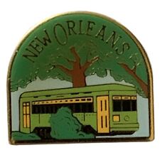 Vintage New Orleans Trolley Car Tree Travel Souvenir Pin picture
