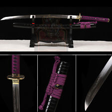 Japanese Katana Sword Full Tang T10Steel Clay Tempered Unokubi Zukuri Real Hamon picture
