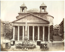 Italy, Roma, Pantheon Vintage Albumen Print.  Cir 21x27 Albumin Print picture