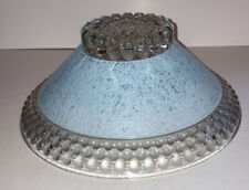 Vintage Frosted Glass Shade Art Deco Ceiling Light Fixture Powder  Blue Hobnail picture