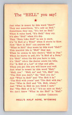 Postcard Hell's Half Acre WY Wyoming The Hell You Say Poem picture