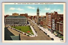 Boston MA-Massachusetts Copley Square And Public Library Vintage c1950 Postcard picture