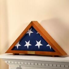 Military Veteran's Memorial Burial Flag Display Case Personalized Plaque FREE picture