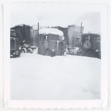 Snow Covered Semi Trucks Photo 1950s Consolidated Freightways Trailers Art A2101 picture