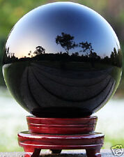 HOT SELL NATURAL OBSIDIAN POLISHED BLACK CRYSTAL SPHERE BALL 150MM +STAND AAA picture