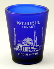 ISTANBUL TURKEY HAGIA SOFIA COBALT BLUE FROSTED SHOT GLASS SHOTGLASS picture