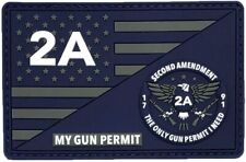 Gun Permit 2nd Amendment NRA 1791 USA Hook Patch [3D-PVC Rubber- 3.5 inch-MG-10] picture