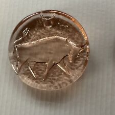 Vintage Blenko Paperweight Apricot Glass Zodiac Taurus Astrology Sign ~4”x3/4” picture