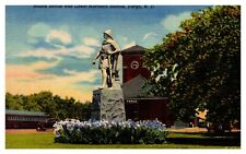 Fargo North Dakota ND Rollon Statue & Great Northern Station Linen Postcard picture