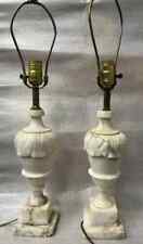PAIR OF ANTIQUE ALABASTER/ MARBLE TABLE LAMP MADE IN ITALY STANDS 23