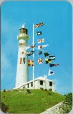 Vintage 1950s BERMUDA Postcard GIBBS HILL LIGHTHOUSE / Signal Station / Flags picture