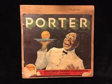 Vintage 1936 Sunkist Advertising Wooden Orange Crate End Porter Porterville, CA picture
