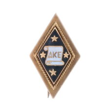 Yellow Gold Delta Kappa Epsilon Badge - 14k Antique 1906 Enamel Fraternity Pin picture
