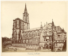 France, Strasbourg Cathedral Vintage Albumen Print.  17x2 Albumin Print picture