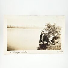 Lake Pippen Kent Ohio Photo 1920s Portage County Man Vintage Snapshot A4298 picture