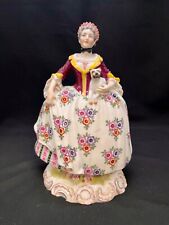 Antique 19th Century Porcelain Victorian Woman with Dog Hand Painted Figurine picture