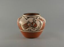 Ruby Panana - Vintage Zia Pueblo Indian Pot - 3 Polychrome Birds, Kiva Steps picture