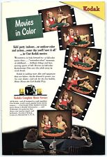1940s KODAK CAMERAS MOVIES IN COLOR BIRTHDAY PARTY HOME MOVIES PRINT AD Z4554 picture