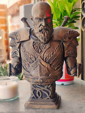 God of War KRATOS ARMORED Statue w/ Chaos Blades - 10in. Ragnarok Fan Art Bust picture