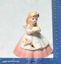 Josef Original 1950’s Vintage Dinner Belle Figurine Girl In Pink Dress with Cake picture
