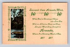 Armada MI-Michigan, Souvenir, Water, Thinking Of You, Vintage Souvenir Postcard picture