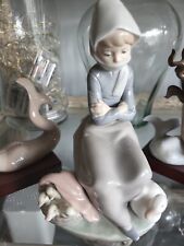 lladro figurines collectibles retired girl With Geese picture