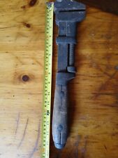 Antique/vintage 15 Inch Wood Handle Monkey/pipe Wrench picture