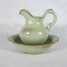 Frankoma Pottery Pitcher with Basin 40A 40B Prarie Green picture